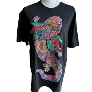 Black unisex neon multi-colored salamander size L